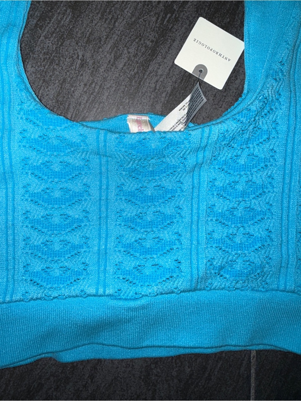 LyreBird Textured Seamless Longline Blue Tank - Picture 4 of 7